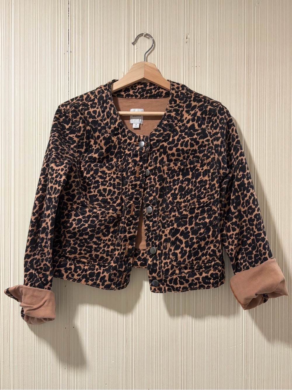 Maeve Leopard Print Denim Jacket